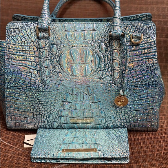 Brahmin Finley Arctic blue and matching wallet - Picture 1 of 2